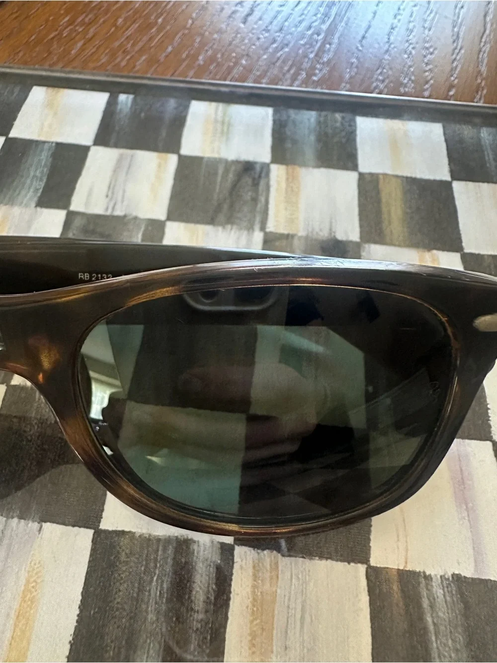 Ray-Ban Men's Wayfarer Sunglasses — Tortoise Frame, Green Lenses